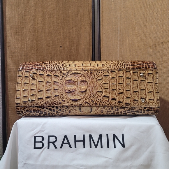 Brahmin Petra II Large Tote Bag Toasted Harmonia Croc Embossed Leather Purse - Picture 6 of 16